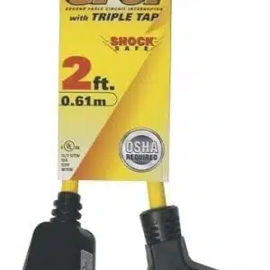 GF420802 - 2ft. 12/3 Triple Tap Adapter w/ GFCI Plug, by Prime Wire